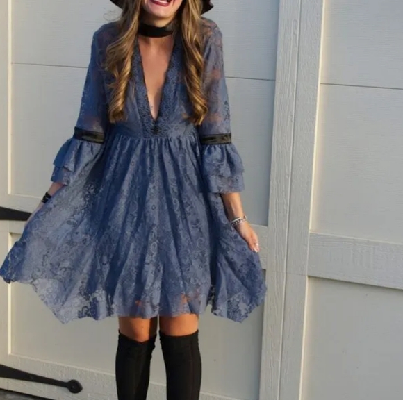 Free People Dresses & Skirts - Free People Gilded Lace Mini Dress